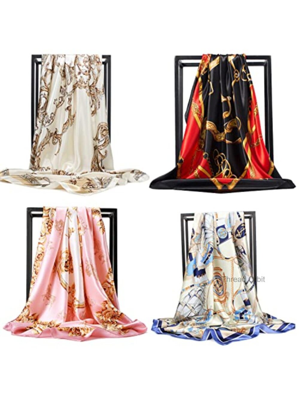 Large Silk Feeling Satin Square Scarf 35x35 Lightweight Wrap Hair Accessory